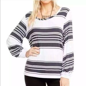 CHASER Striped Long Balloon Sleeve Top Shirt Size S